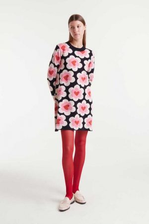 Vestido corto de punto jacquard con estampado SweetHeart