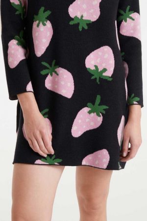 Vestido corto de punto jacquard con estampado Morango 6 Vestido corto de punto jacquard con estampado Morango 6