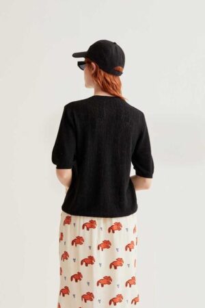 Cárdigan punto floral negro con volantes 6 Cárdigan punto floral negro con volantes 6