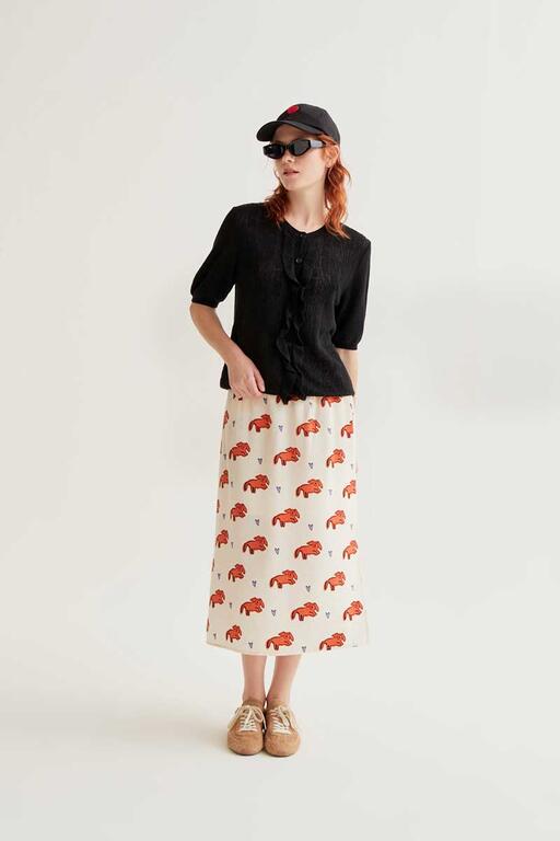 Cárdigan punto floral negro con volantes 1 Cárdigan punto floral negro con volantes 1