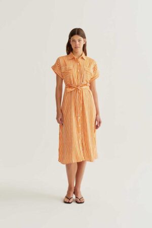 Moda femenina online 50 Vestido midi con estampado Lavagna Orange