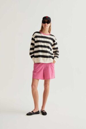 Sudadera con estampado de rayas blanco y negro