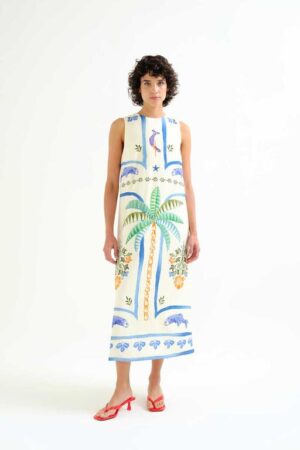 Vestido largo con estampado Palm & Mermaid