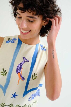 Vestido largo con estampado Palm & Mermaid 5