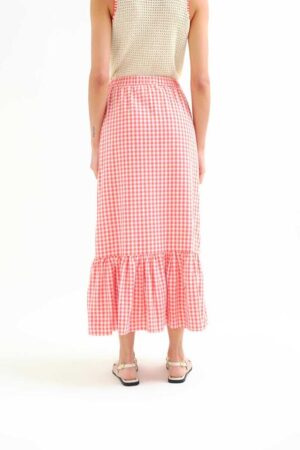 Falda 100% algodón cuadros vichy rojo 7