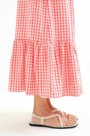 Falda 100% algodón cuadros vichy rojo 8