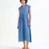 Vestido midi 100% algodón chambray azul claro 11