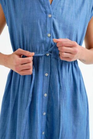 Vestido midi 100% algodón chambray azul claro 7