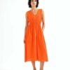 Vestido midi 100% algodón naranja 9