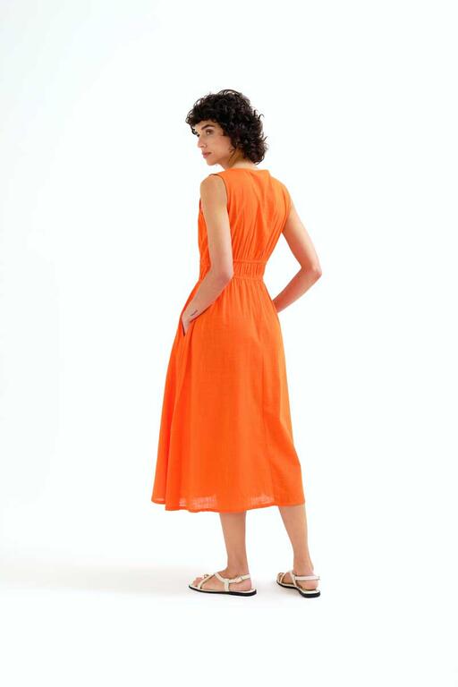 Vestido midi 100% algodón naranja 4 Vestido midi 100% algodón naranja 4