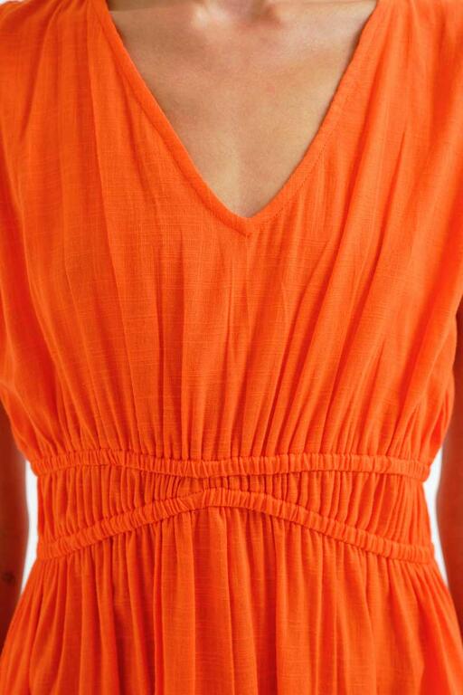 Vestido midi 100% algodón naranja 3 Vestido midi 100% algodón naranja 3