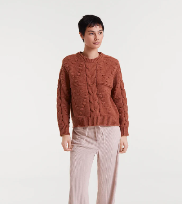 Jersey punto trenzado marrón 1 Jersey punto trenzado marrón 1