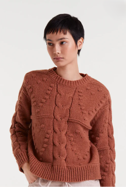 Jersey punto trenzado marrón 2 Jersey punto trenzado marrón 2